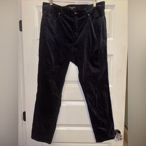 Eileen Fisher XL Black 5-Pocket Velour Velvet Straight Leg Pants Button Zipper